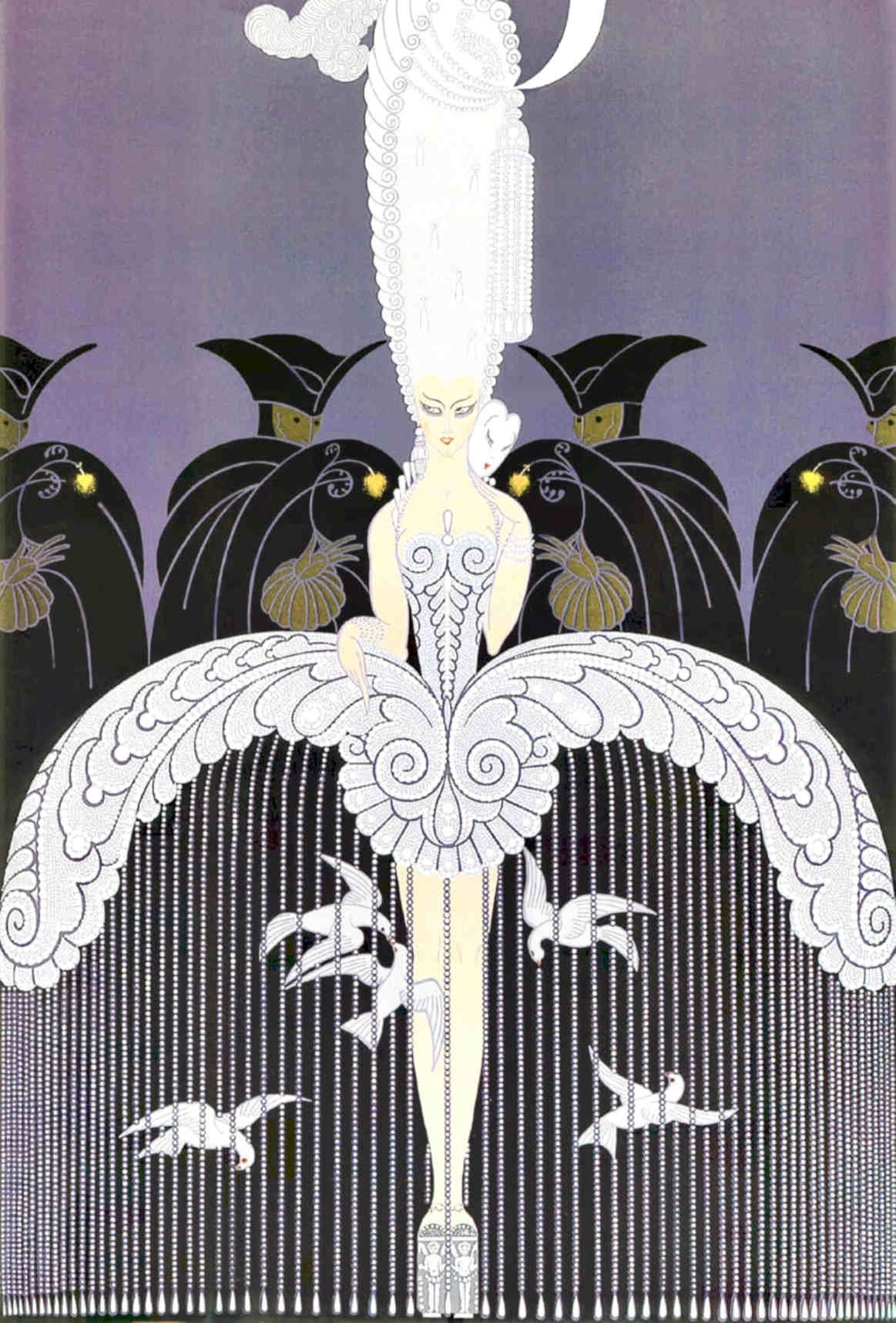 Artdeco Woman Birds Vintage Retro Advert Poster A4 Photo Print