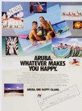 Aruba Beach Sunset Vintage Retro Advert Ads A4 Photo Print