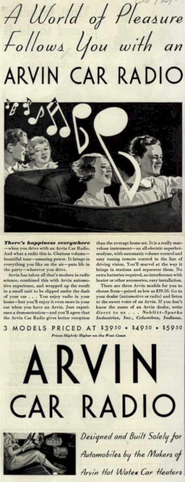 Arvin Car Radio 1 Vintage Retro Advert Ads A4 Photo Print