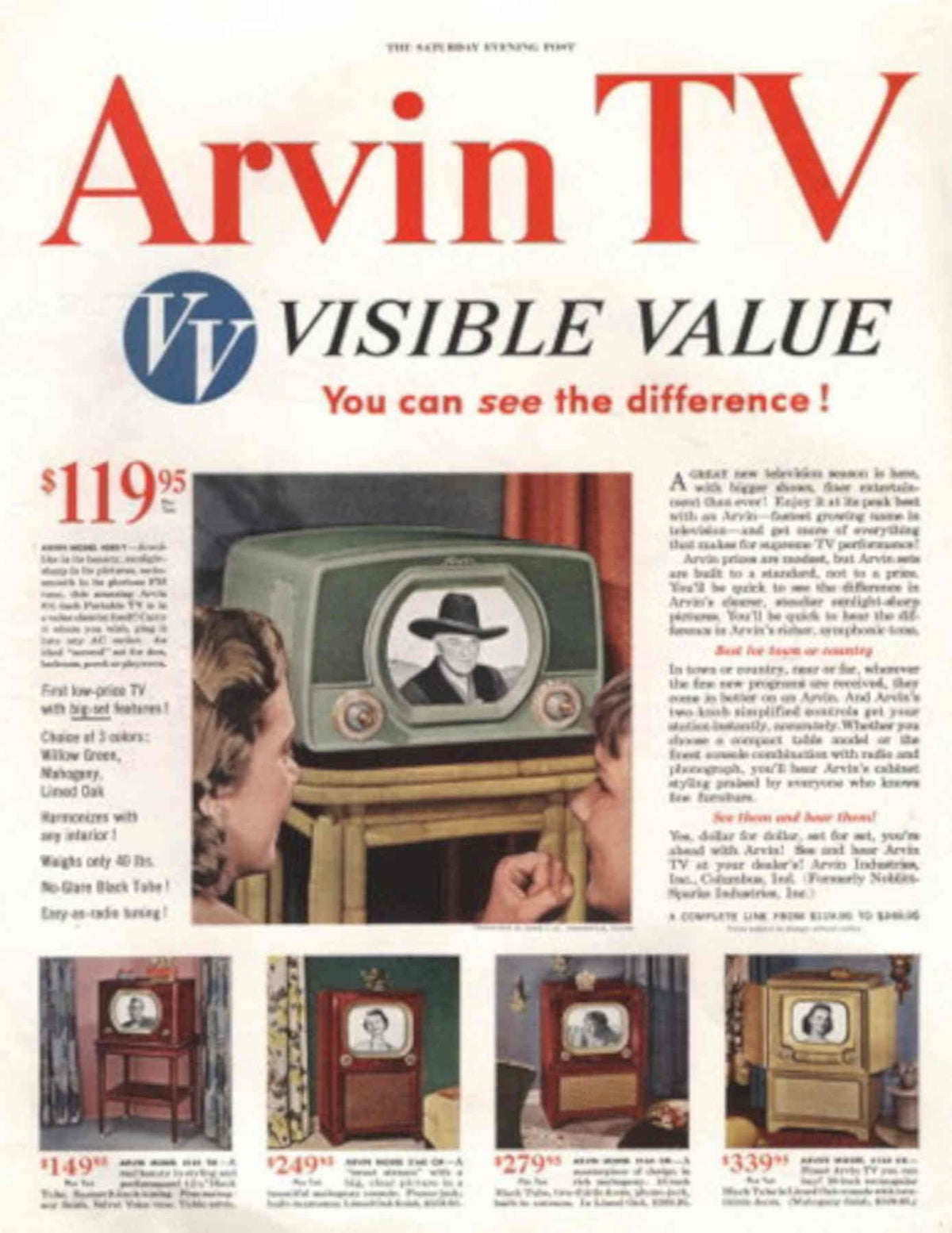 Arvin Tv Couples 1950s Vintage Retro Advert Poster
