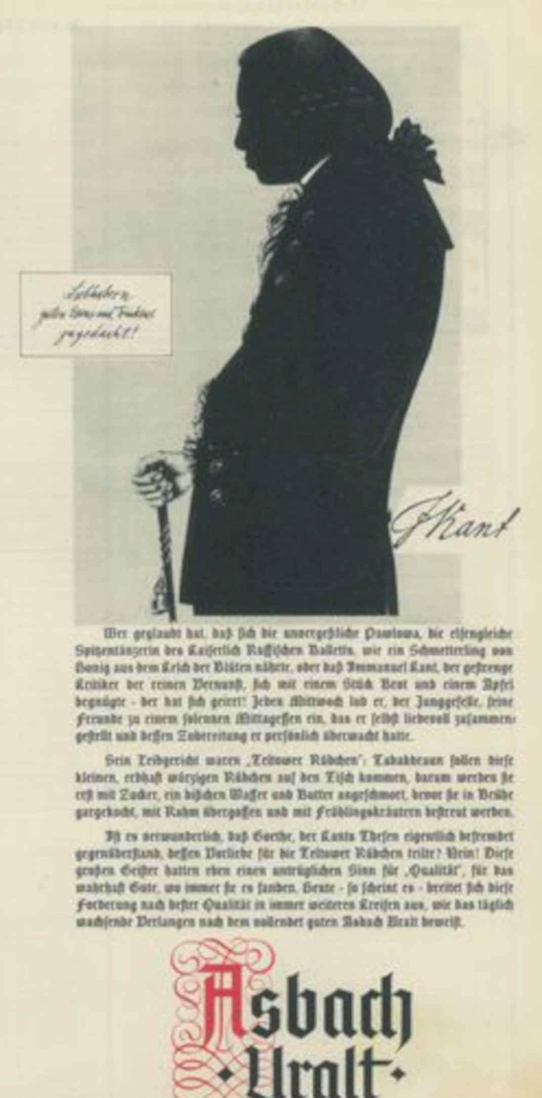 Asbach Kurzt Man Vintage Retro Advert Poster A4 Photo Print