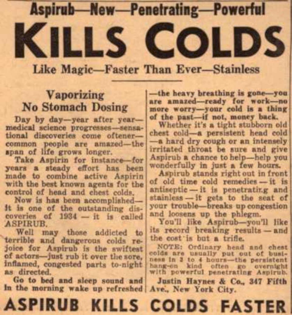 Aspirin Cold Kills Vintage Retro Advert Ads A4 Photo Print