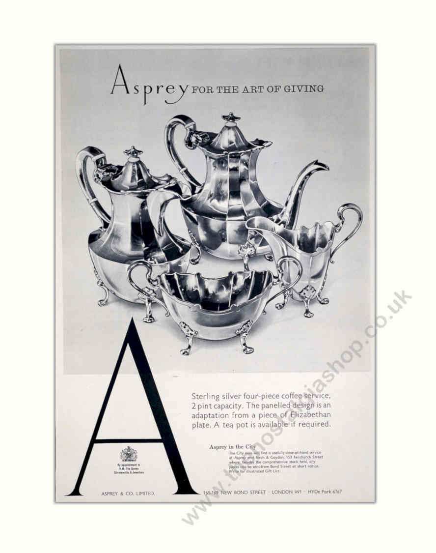 Asprey Silver Service Vintage Retro Advert Poster A4 Photo Print