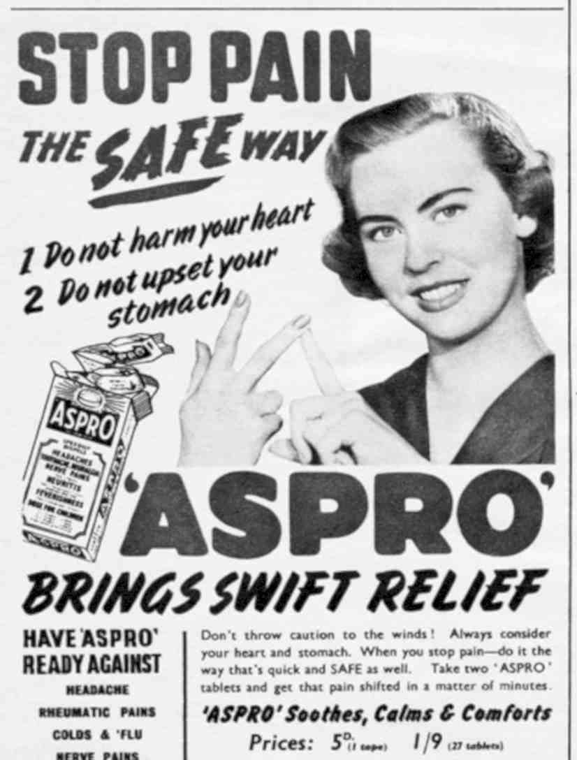 Aspro Tablets Pain Vintage Retro Advert Poster A4 Photo Print