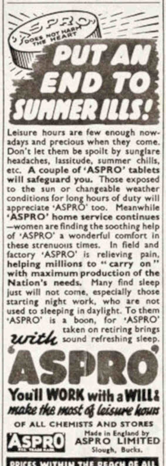 Aspro Tablets Will Vintage Retro Advert Poster A4 Photo Print