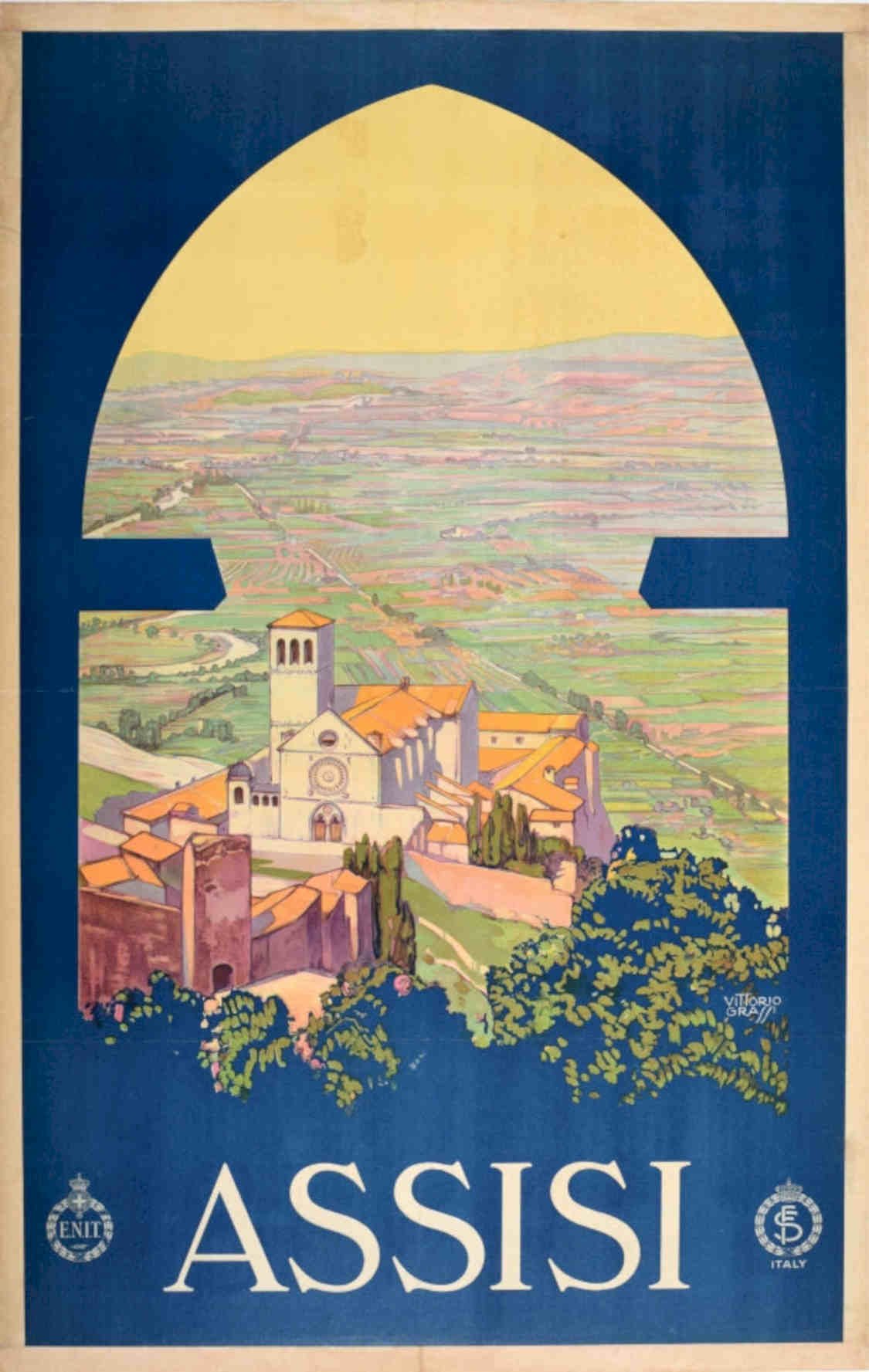 Assisi Italy Vista Vintage Retro Advert Poster A4 Photo Print