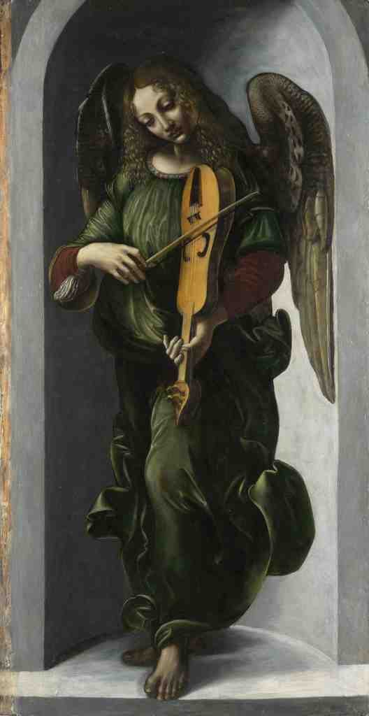 Associate of Leonardo da Vinci An Angel in Green with a Vielle A4 Photo Print