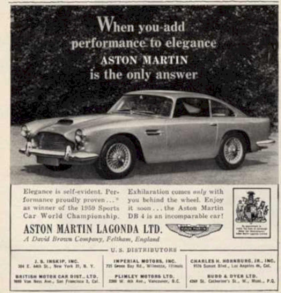Aston Martin Db4 Vintage Retro Advert Ads A4 Photo Print