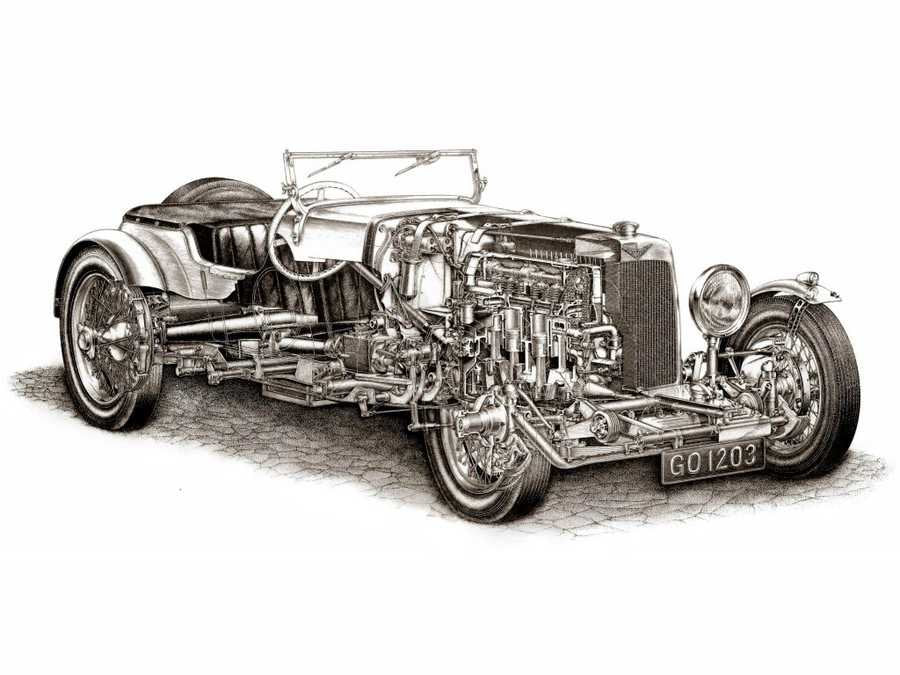 Aston Martin International cutaway A4 Photo Print