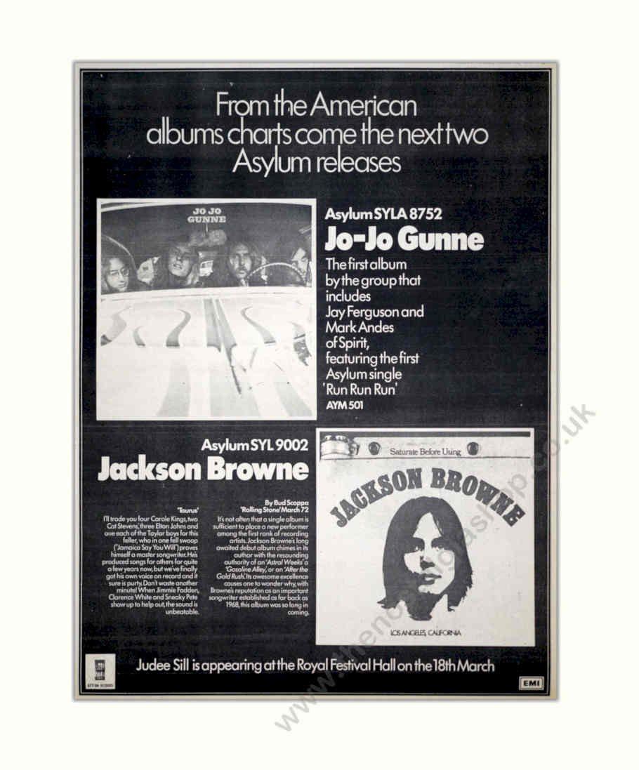 Asylum Jackson Browne Vintage Retro Advert Poster A4 Photo Print