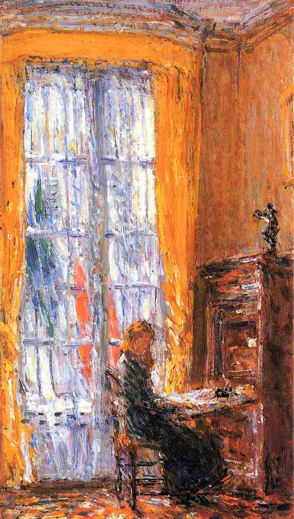 At The Desk Hassam Impressionism American A4 Photo Print