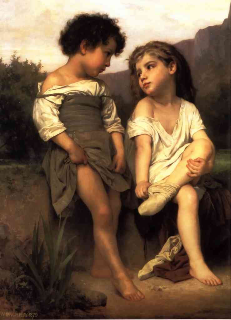 At The Edge Of The Brook Bouguereau A4 Photo Print