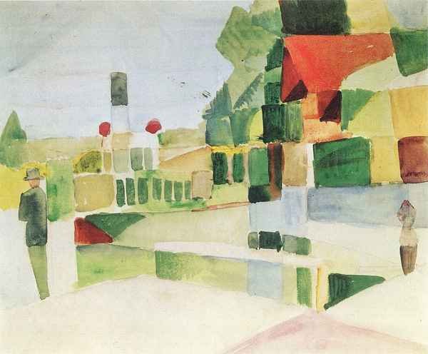 At the ships by August Macke Expressionism A4 Photo Print