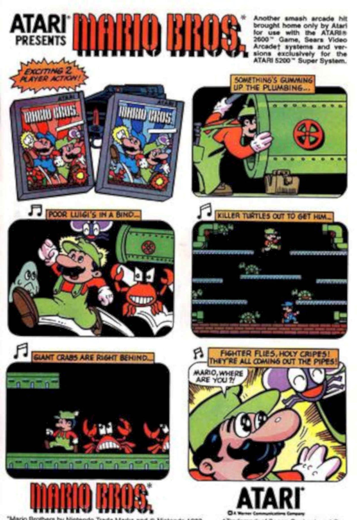 Atari Mario Bros Vintage Retro Advert Poster A4 Photo Print