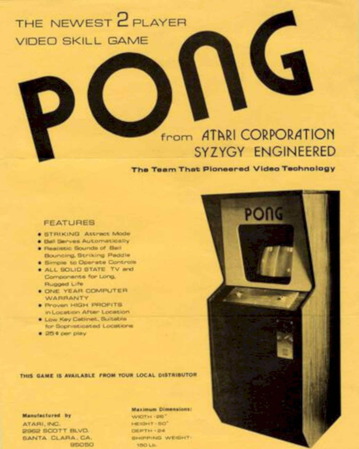 Atari Pong Arcade Vintage Retro Advert Poster A4 Photo Print