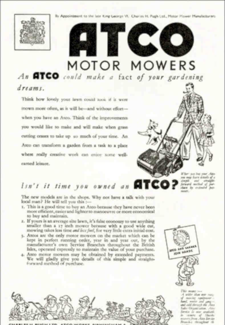 Atco Motor Mowers Vintage Retro Advert Poster A4 Photo Print