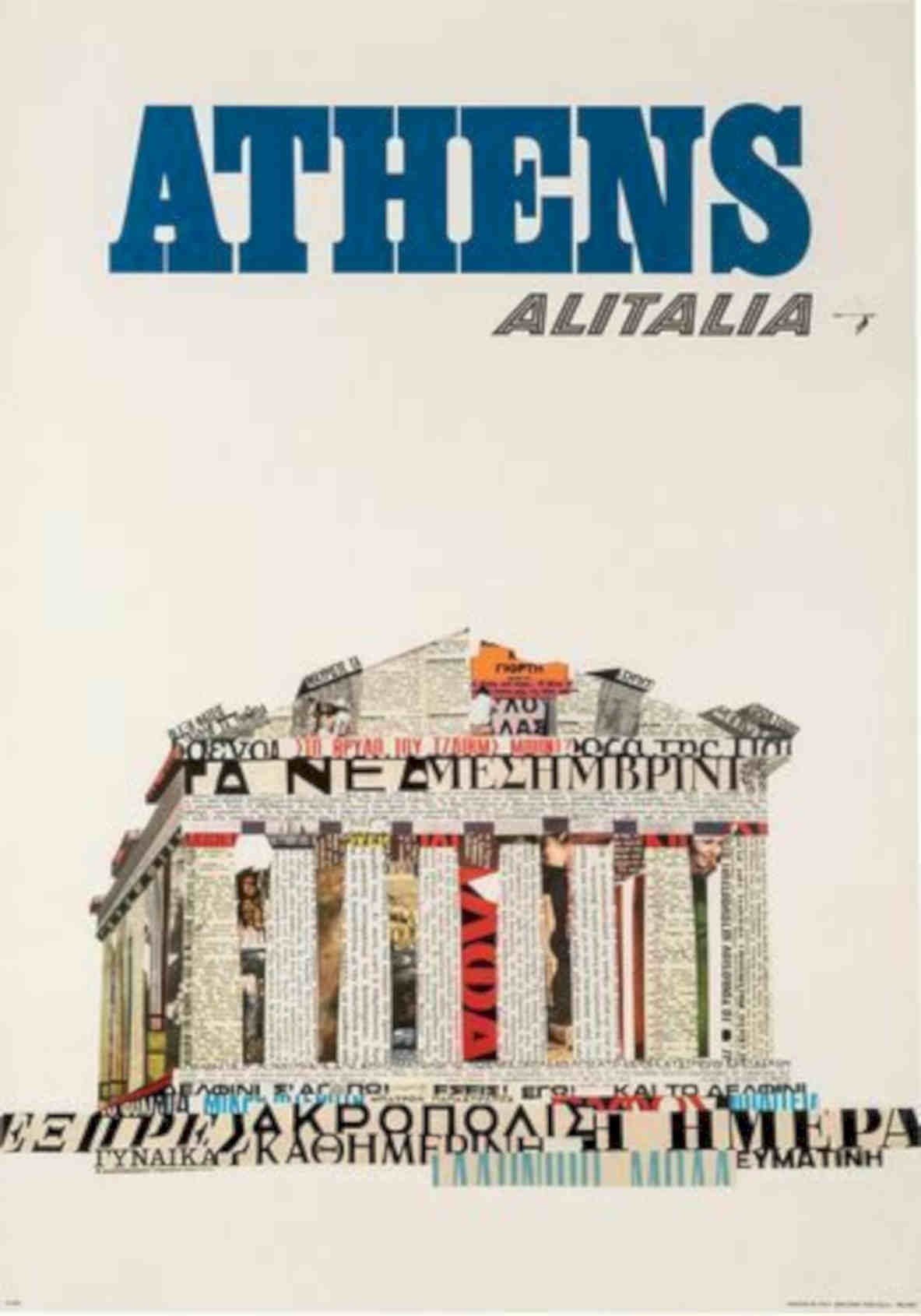 Athens Alitalia Parthenon Vintage Retro Advert Poster A4 Photo Print