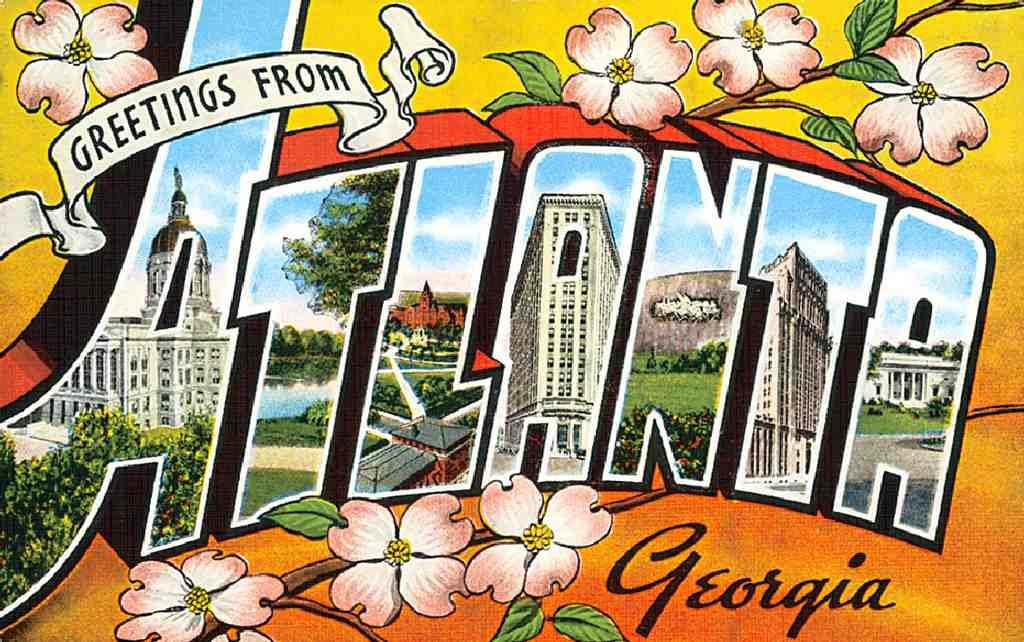 Atlanta Luggage Label Vintage A4 Photo Print
