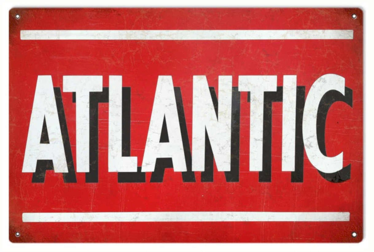 Atlantic Sign Red Vintage Retro Advert Ads A4 Photo Print