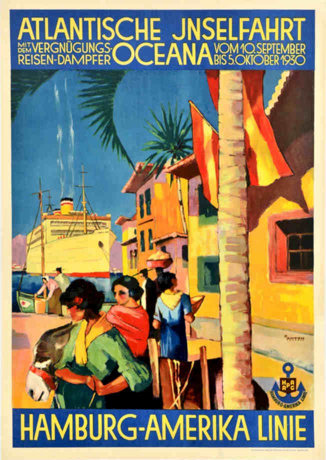 Atlantische Insel Fahrt Vintage Retro Advert Poster A4 Photo Print