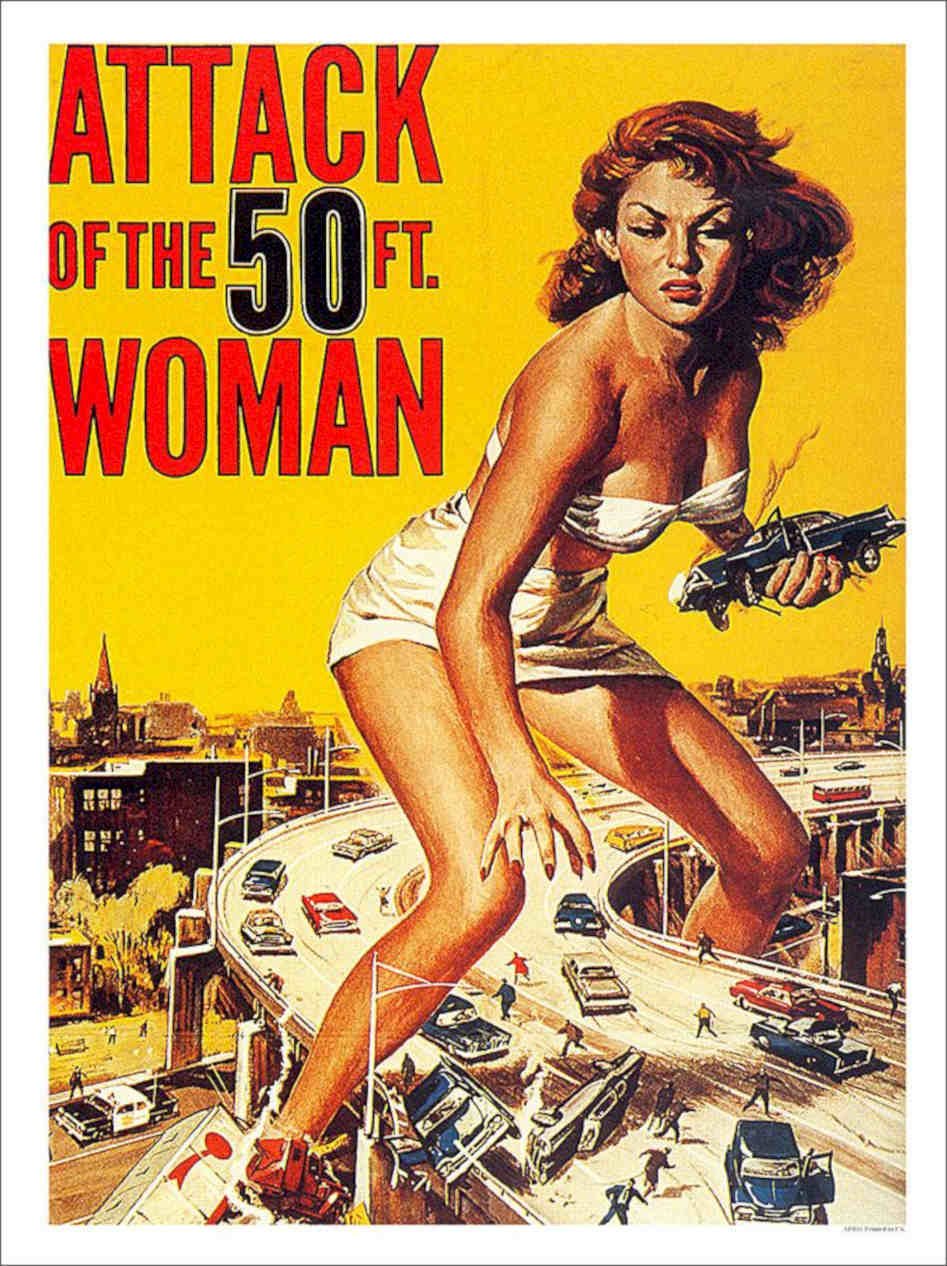 Attack Of The 50ft Woman Sci Fi Movie Poster Vintage Retro Advert Poster A4 Pho