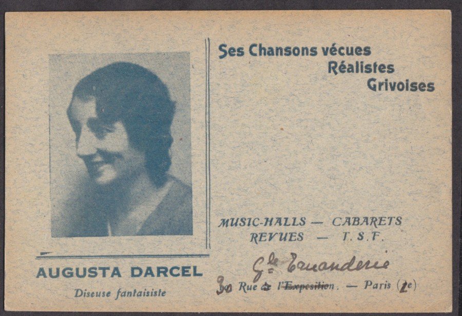 Augusta Darcel Diseuse Fantaisiste Singer Vintage A4 Photo Print
