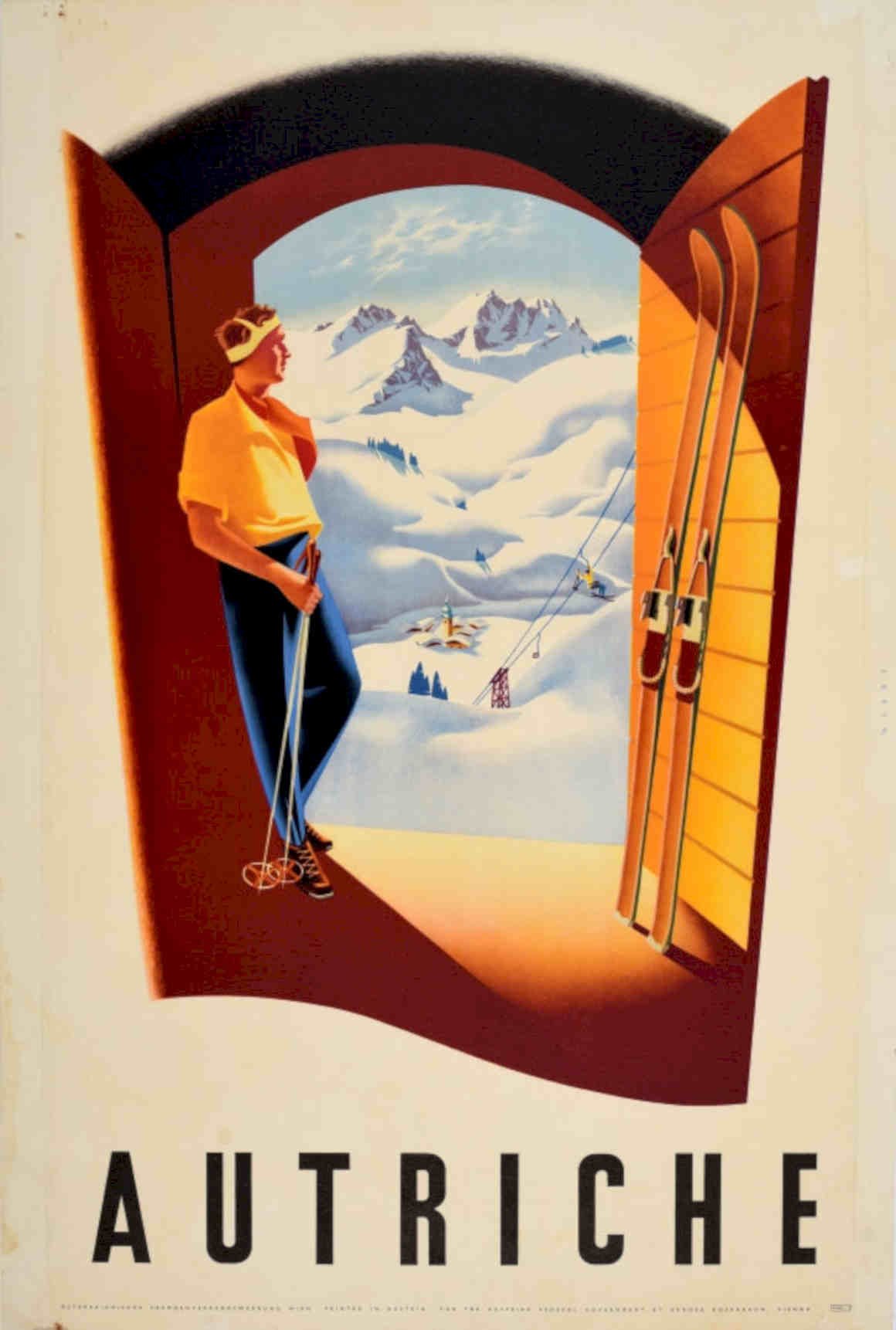 Auitriche Ski Scene Vintage Retro Advert Poster A4 Photo Print