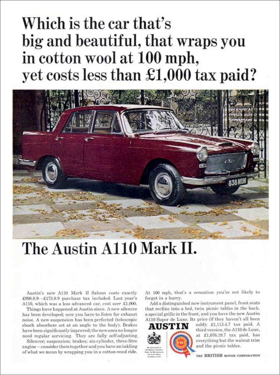Austin A110 1960s Vintage Retro Advert Poster A4 Photo Print