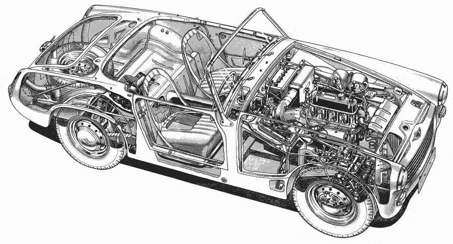 Austin Healey Sprite 1 cutaway A4 Photo Print