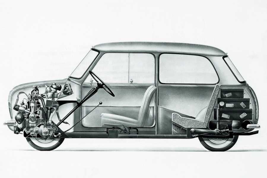 Austin Mini1 cutaway A4 Photo Print