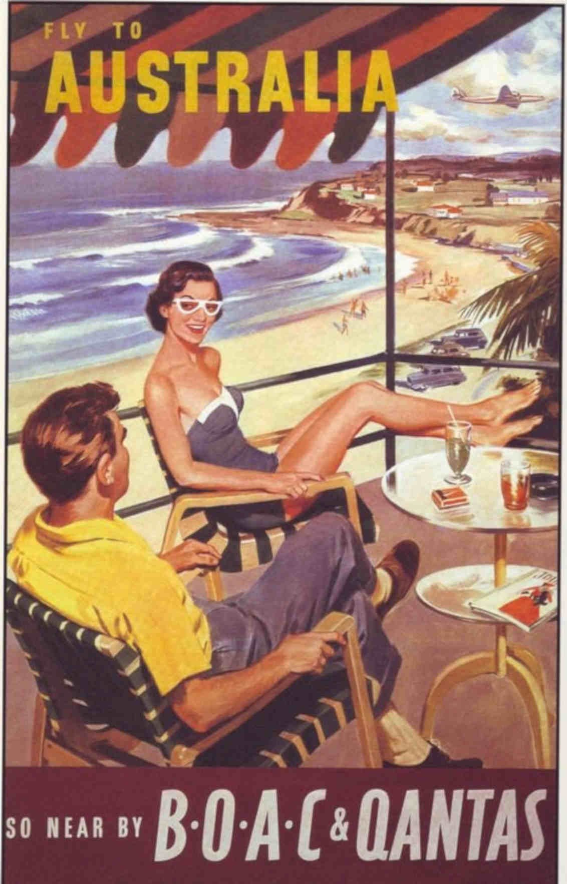 Australia Beach Boac Vintage Retro Advert Poster A4 Photo Print