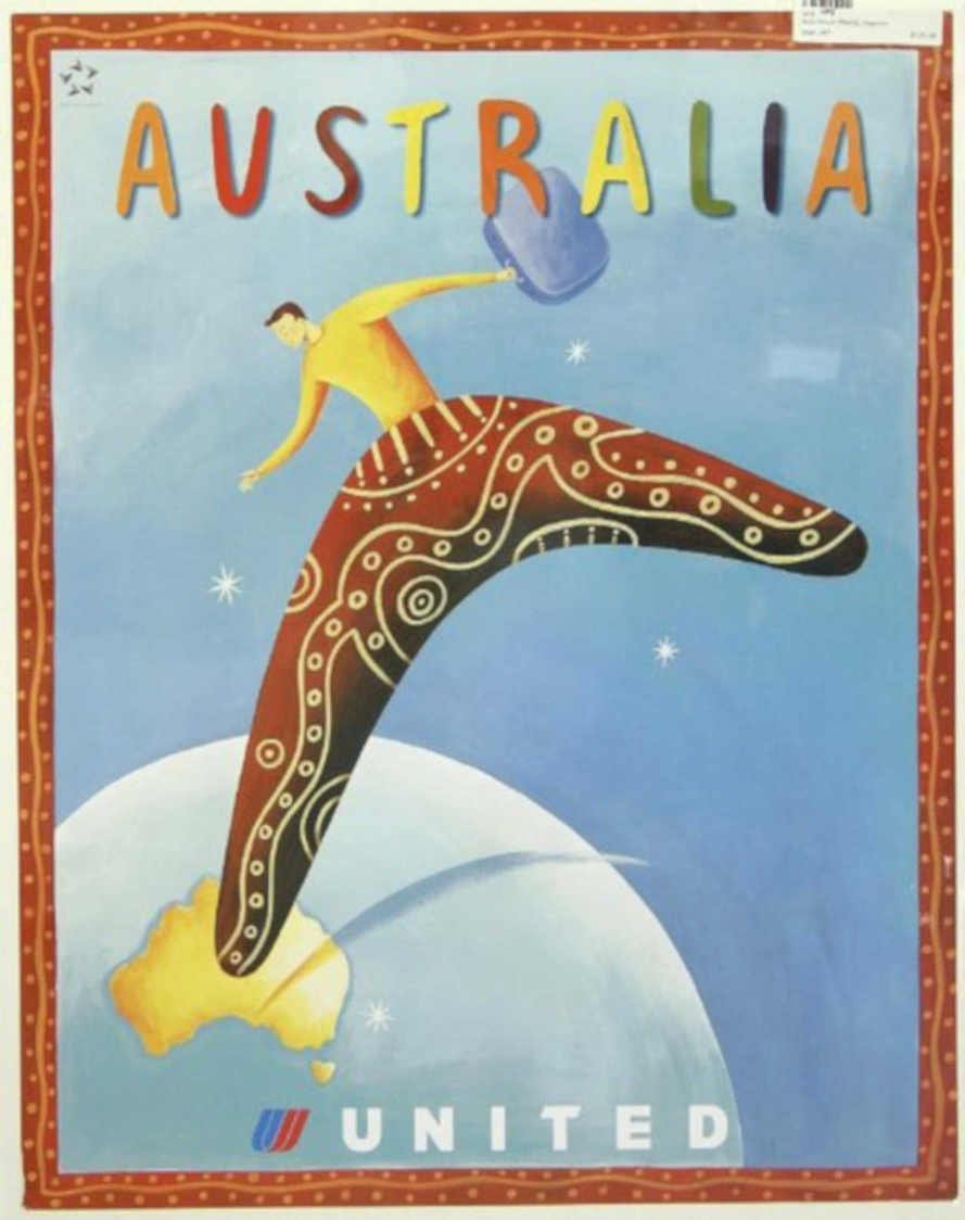 Australia Kangaroo Moon Vintage Retro Advert Poster A4 Photo Print