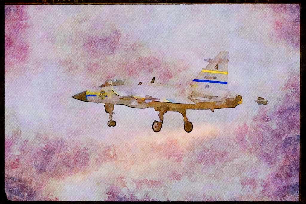 Austria 034004 JAS 39 Gripen _ Swedish Air Force A4 Limited Edition Watercolour Print