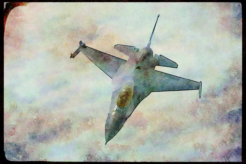Austria 034021 General Dynamics F 16A Fighting Falcon _ USAF A4 Limited Edition Watercolour Print