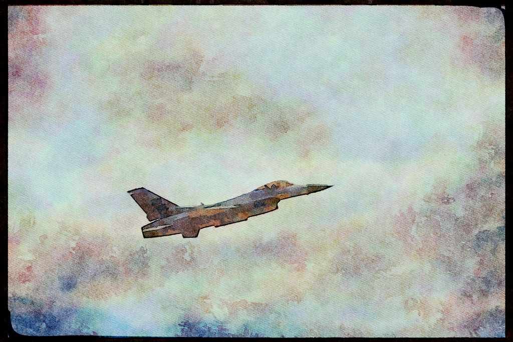 Austria 034044 General Dynamics F 16C Fighting Falcon _ United States Air Force A4 Limited Edition Watercolour Print