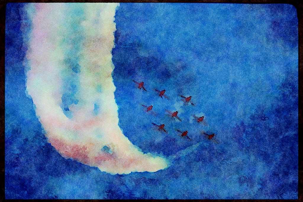 Austria 034054 BAe Hawk T.Mk 1A _ The Red Arrows, Royal Air Force A4 Limited Edition Watercolour Print
