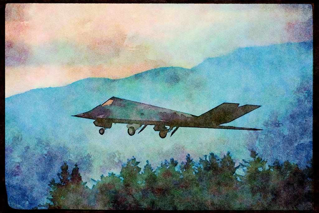 Austria 034066 Lockheed F 117A Nighthawk _ United States Air Force A4 Limited Edition Watercolour Print