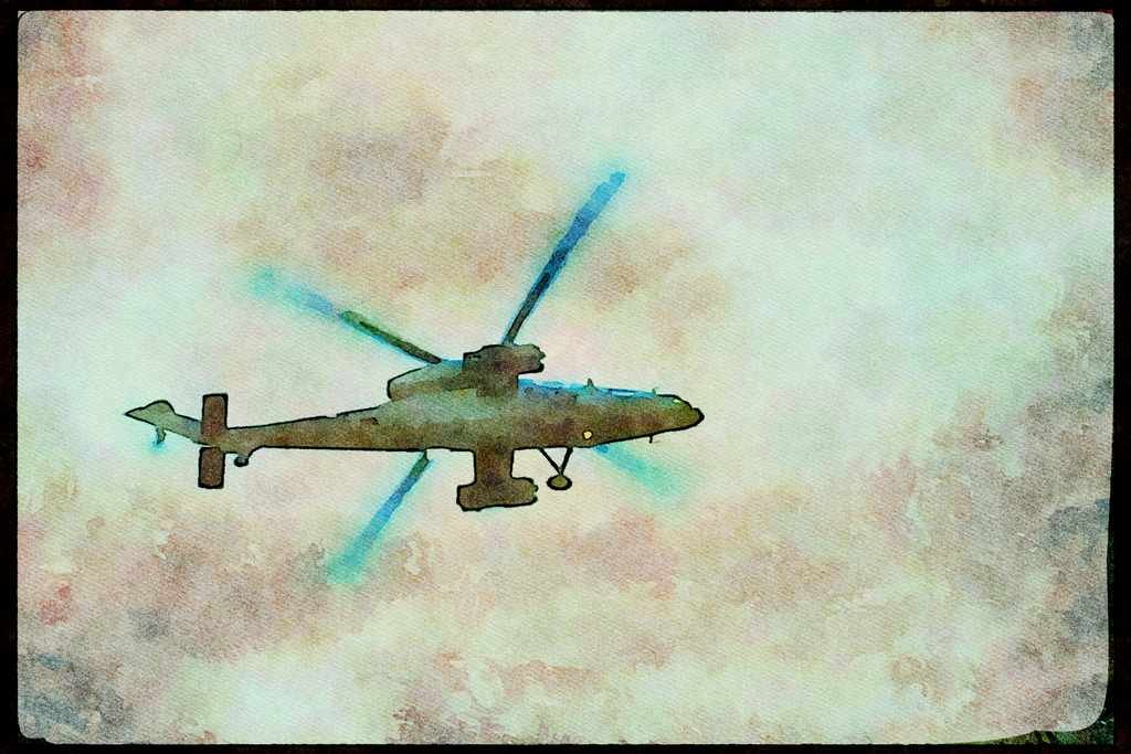 Austria 034070 Agusta A 129 Mangusta _ Italian Army A4 Limited Edition Watercolour Print