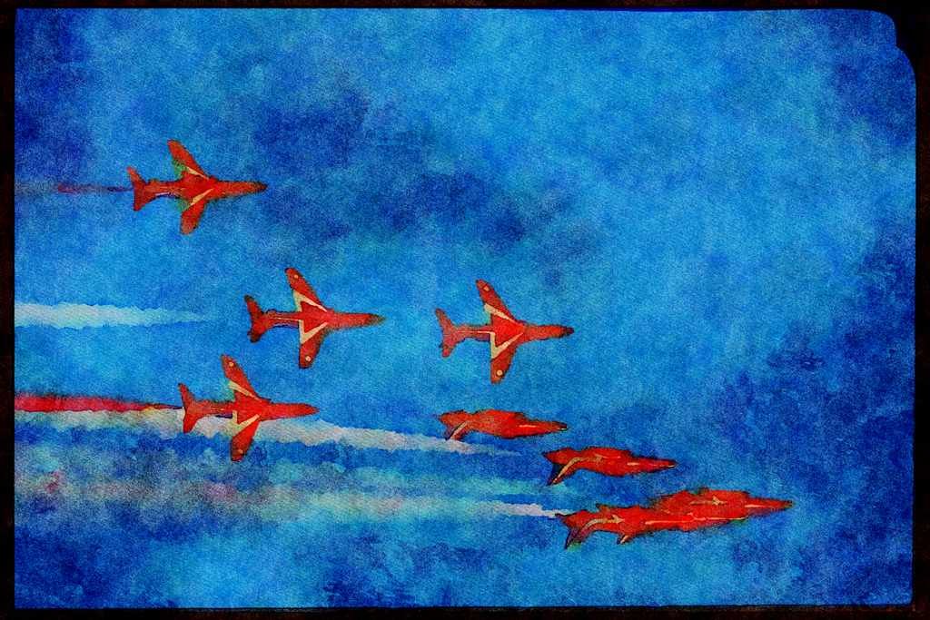 Austria 034082 BAe Hawk T.Mk 1A _ The Red Arrows, Royal Air Force A4 Limited Edition Watercolour Print