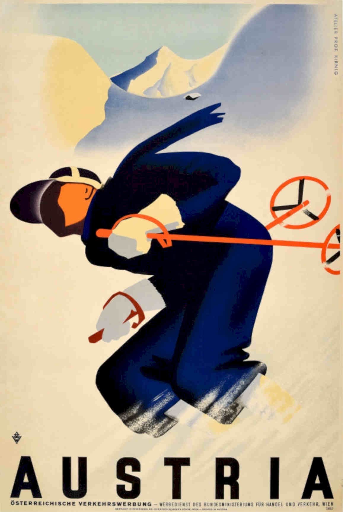 Austria Ski Poster 1 Vintage Retro Advert Poster A4 Photo Print