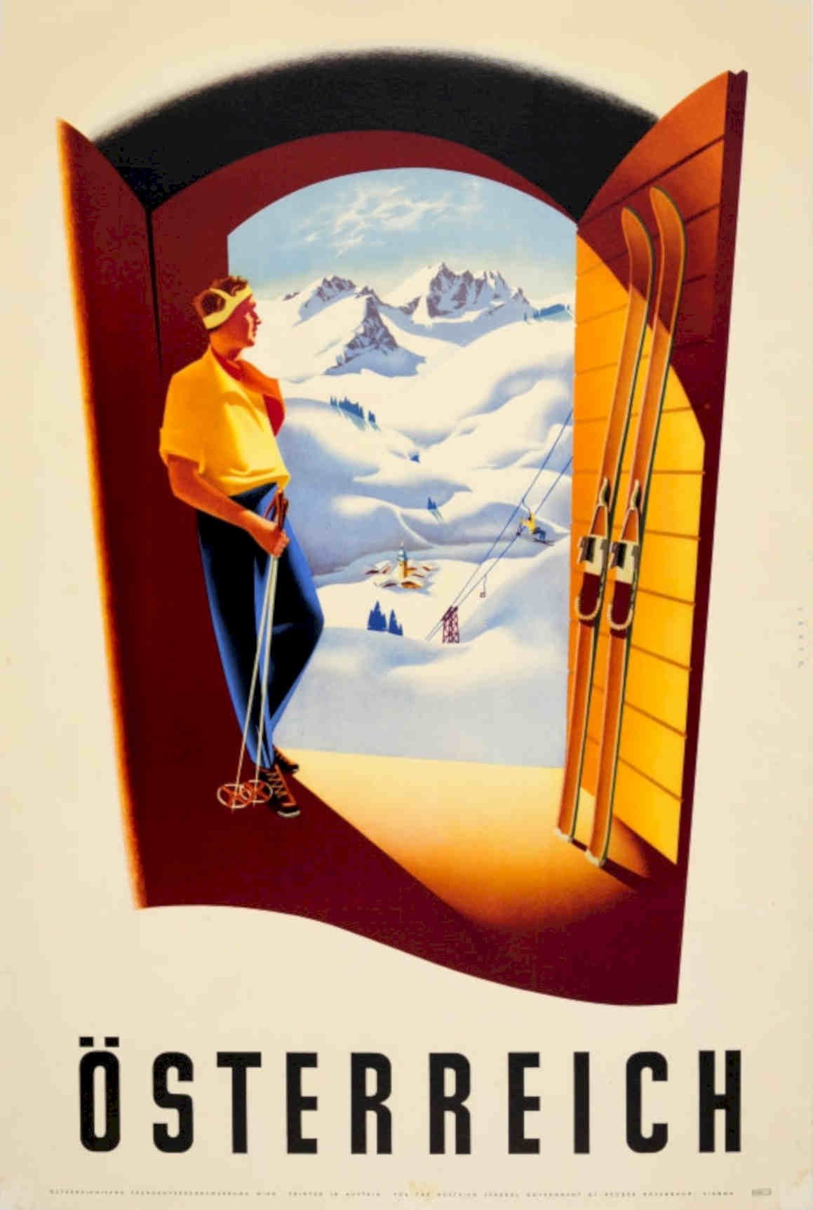 Austria Ski Poster 2 Vintage Retro Advert Poster A4 Photo Print