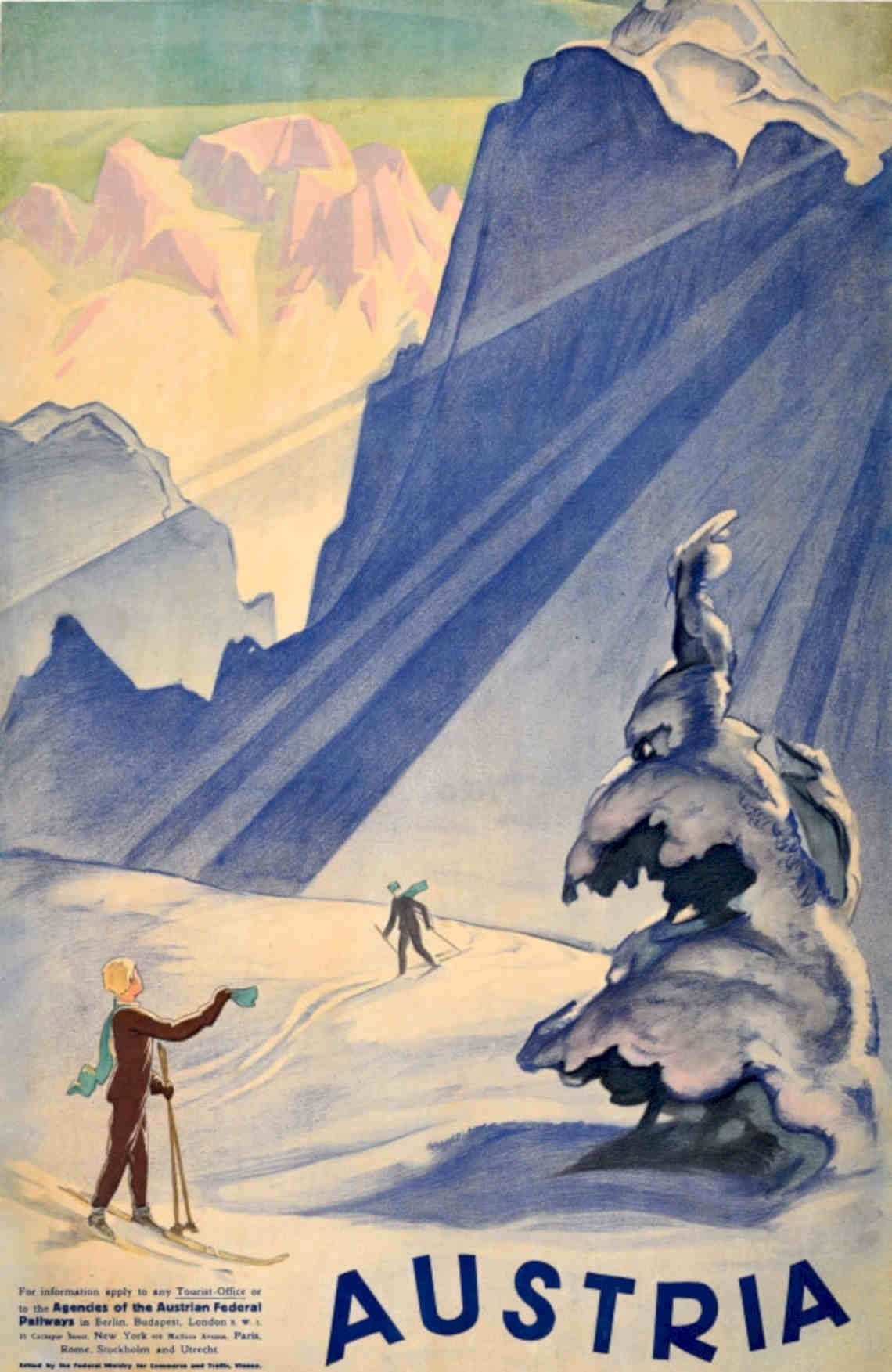 Austria Ski Tourism Vintage Retro Advert Poster A4 Photo Print