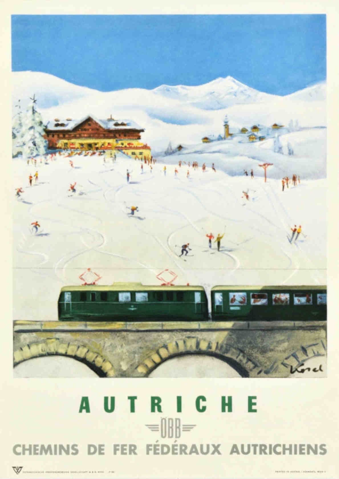 Austria Train Ski Vintage Retro Advert Poster A4 Photo Print