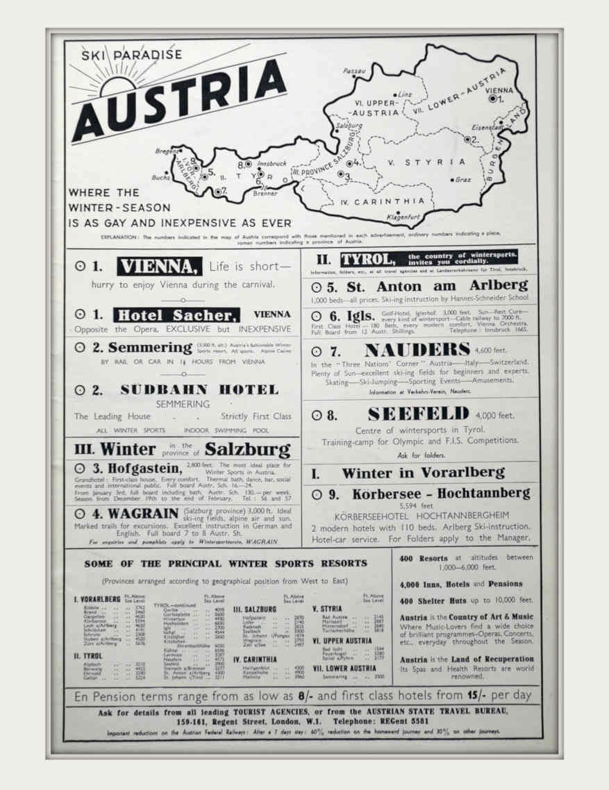 Austria Winter Guide Vintage Retro Advert Poster A4 Photo Print