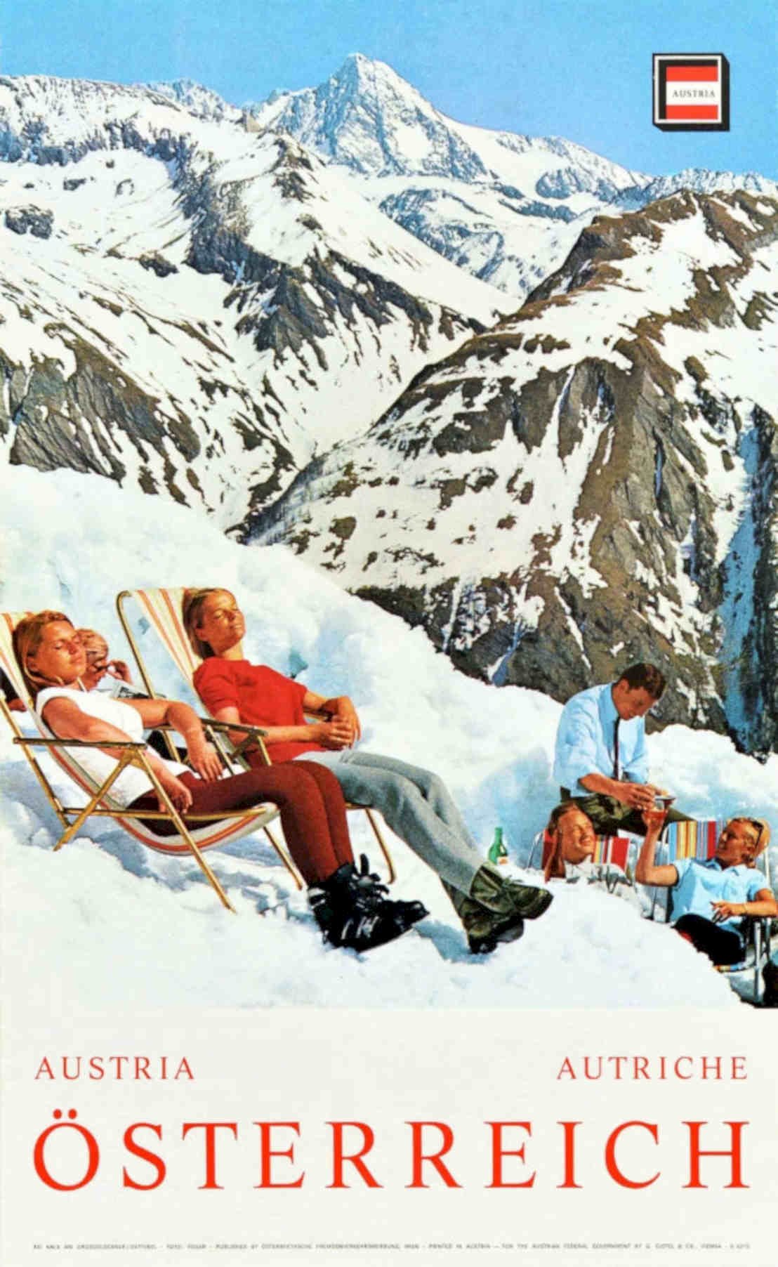 Austria Winter Mountains Vintage Retro Advert Poster A4 Photo Print