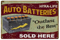 Auto Batteries Sign Vintage Retro Advert Ads A4 Photo Print