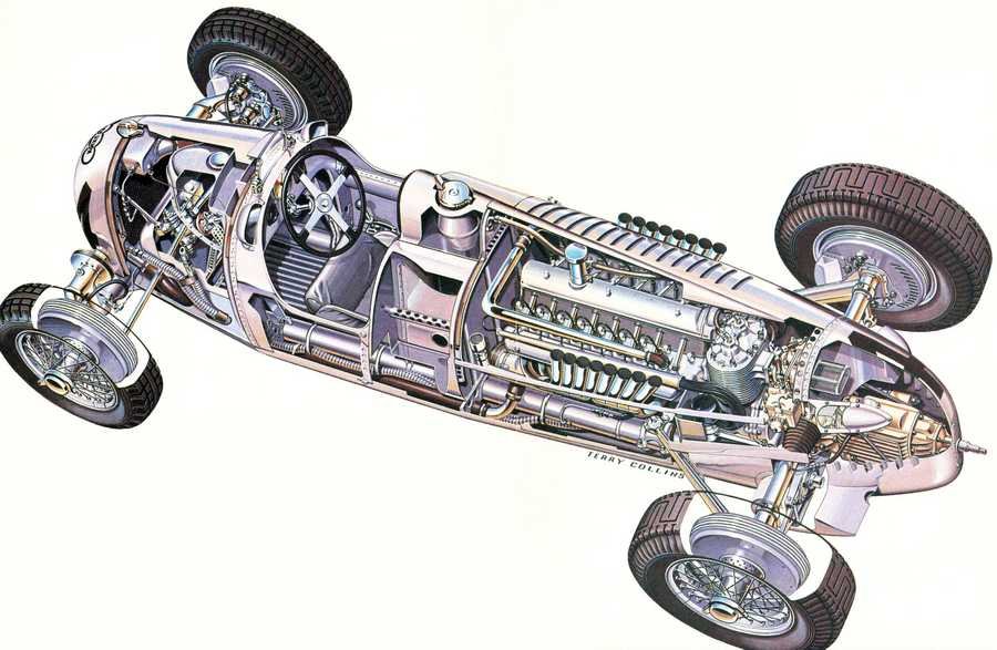 Auto Union Type C cutaway A4 Photo Print