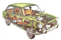Autobianchi Primula cutaway A4 Photo Print