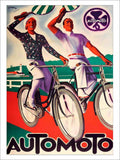 Automoto Cycling With Tennis Raquets Vintage Retro Advert Poster A4 Photo Print
