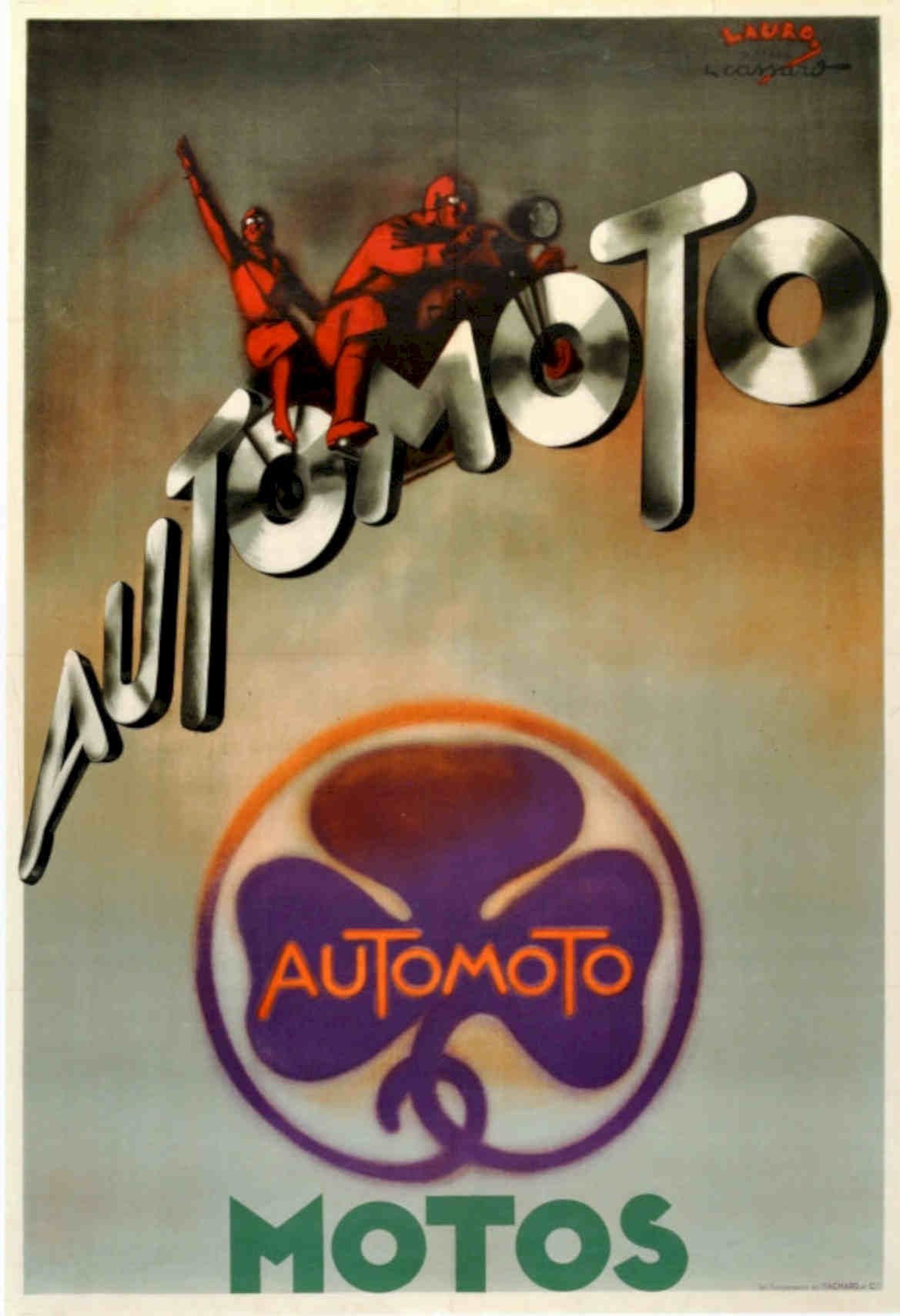 Automoto Motos Poster Vintage Retro Advert Poster A4 Photo Print